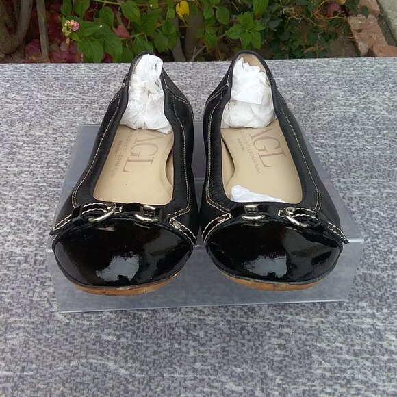 AGL Made in Italy Women's Monika Cap Toe Ballet Leather Flats Black Size 38=8 - Picture 3 of 13